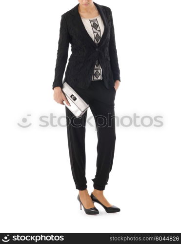 Woman in fashion concept on white