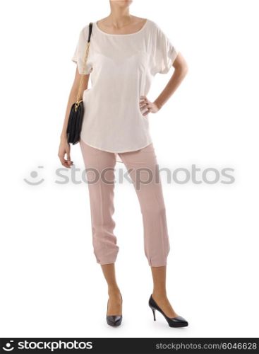 Woman in fashion concept on white