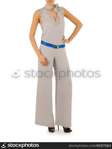 Woman in fashion dress concept on white