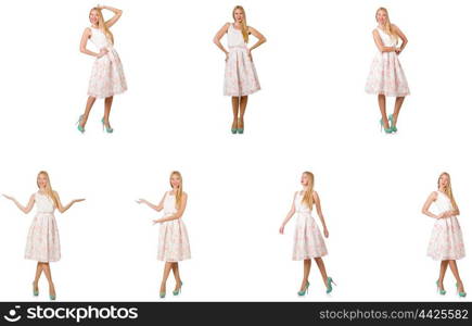 Woman in fashion looks isolated on white