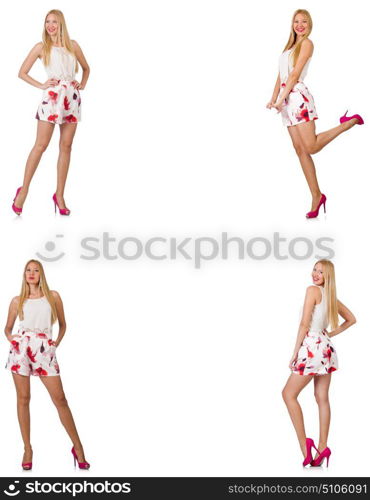 Woman in fashion looks isolated on white