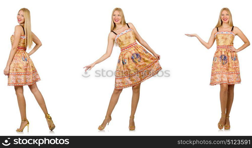 Woman in fashion looks isolated on white