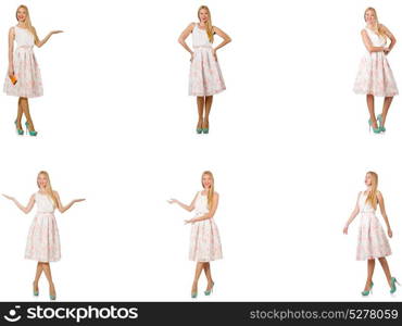 Woman in fashion looks isolated on white