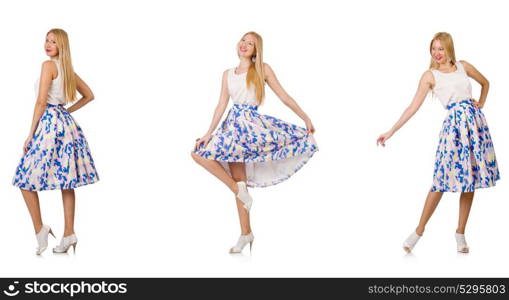 Woman in fashion looks isolated on white