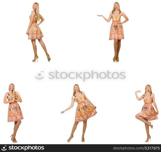 Woman in fashion looks isolated on white