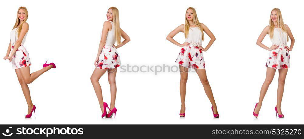 Woman in fashion looks isolated on white