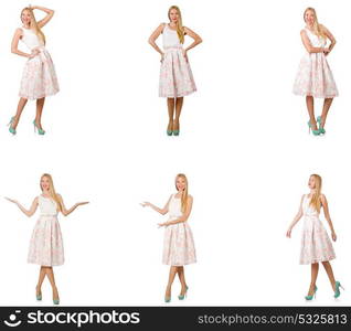 Woman in fashion looks isolated on white