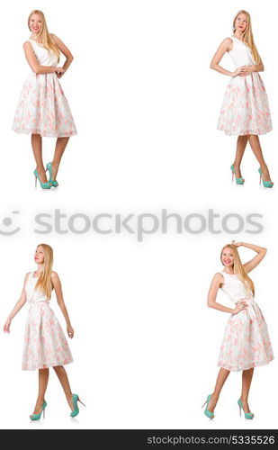 Woman in fashion looks isolated on white