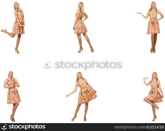 Woman in fashion looks isolated on white