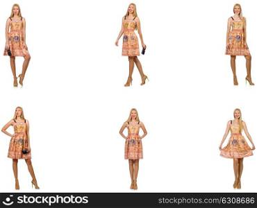 Woman in fashion looks isolated on white