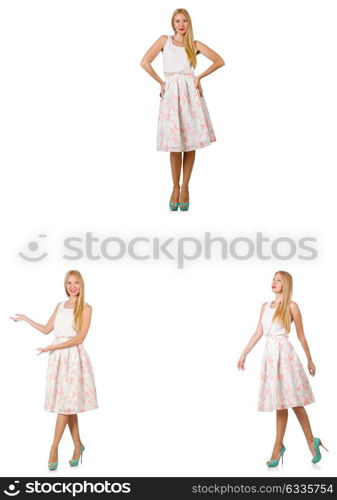 Woman in fashion looks isolated on white