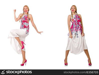 Woman in fashion looks isolated on white