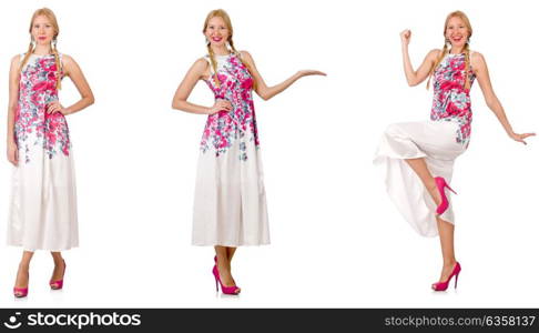 Woman in fashion looks isolated on white