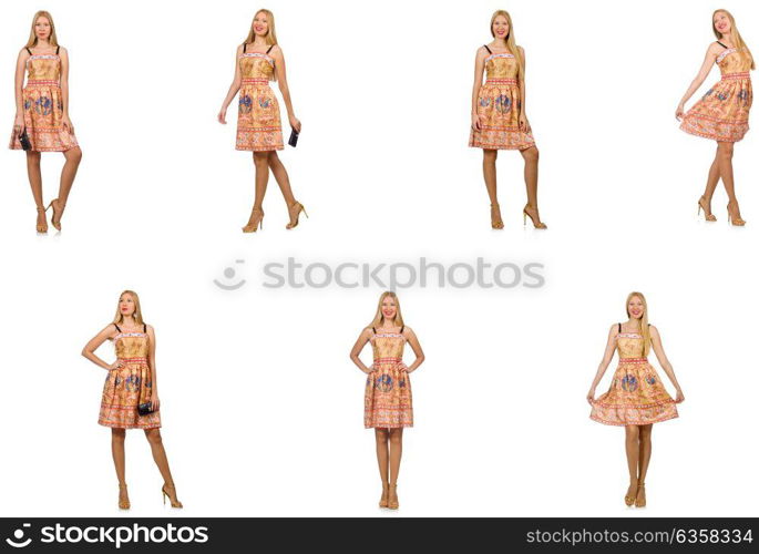 Woman in fashion looks isolated on white