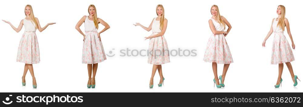 Woman in fashion looks isolated on white