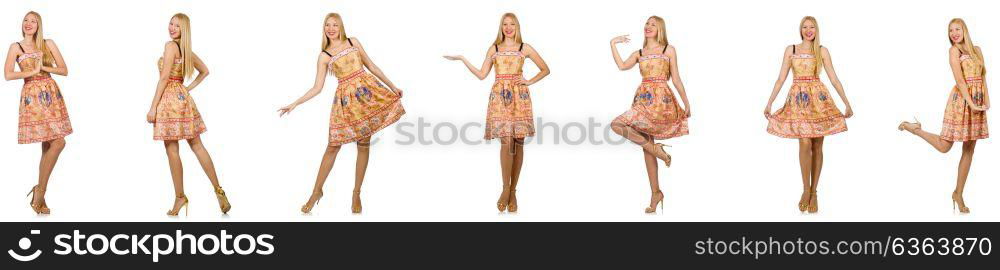 Woman in fashion looks isolated on white