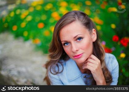 woman in flowers outdoor