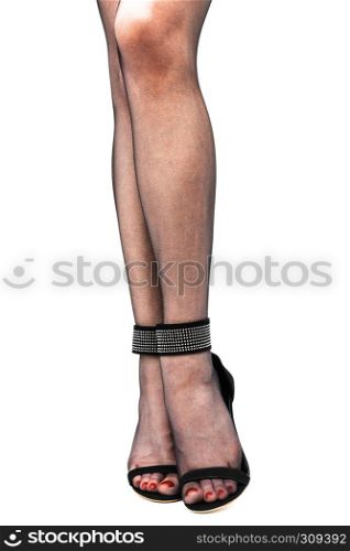 woman in high heels on a white background