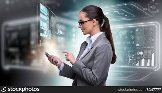 Woman in internet banking concept