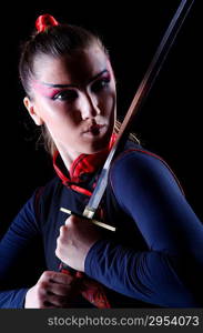 Woman in japanese martial art concept