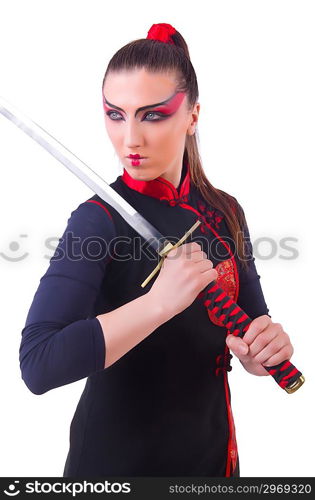 Woman in japanese martial art concept