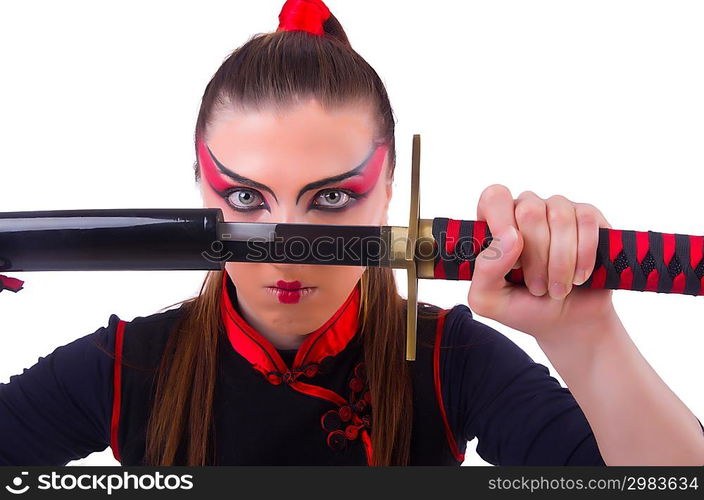 Woman in japanese martial art concept