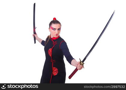 Woman in japanese martial art concept