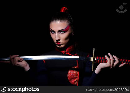 Woman in japanese martial art concept