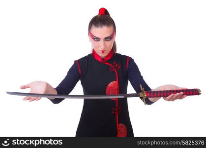 Woman in japanese martial art concept