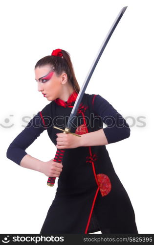 Woman in japanese martial art concept