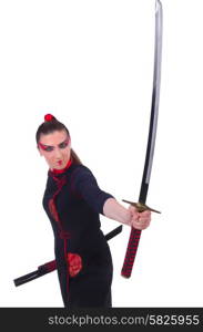 Woman in japanese martial art concept