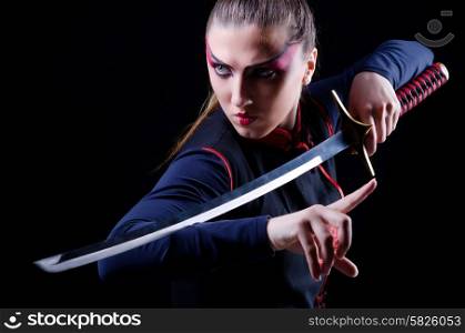 Woman in japanese martial art concept