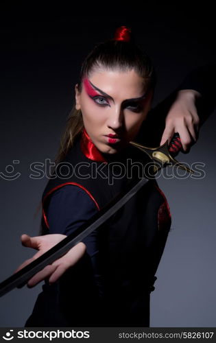 Woman in japanese martial art concept