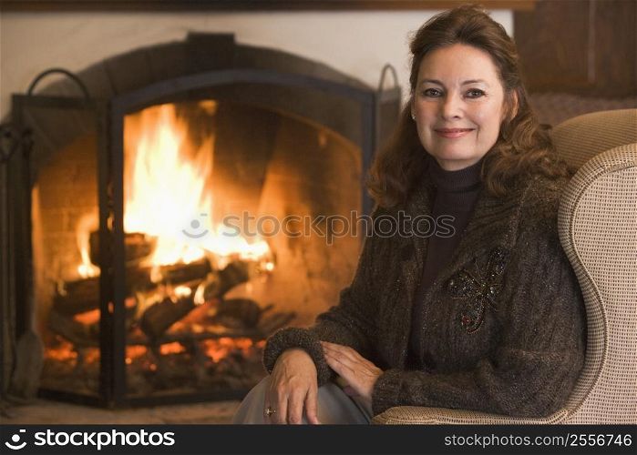 Woman in living room smiling