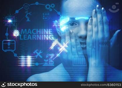 Woman in machine learning concept