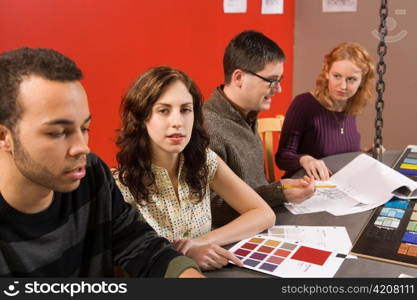 Woman in Meeting Looking at Camera