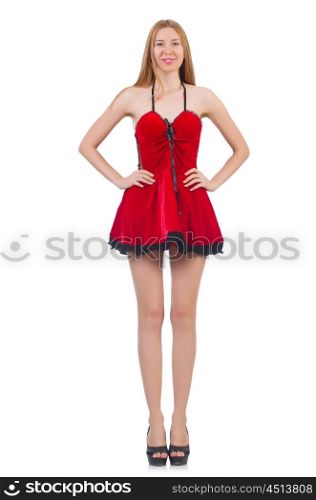 Woman in red dress in fashion concept