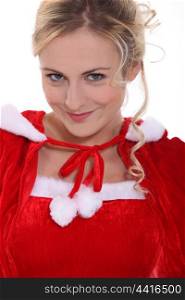 woman in Santa Claus costume