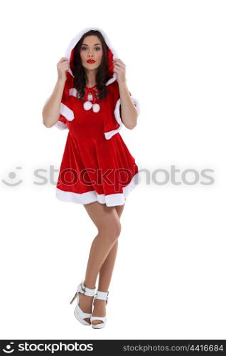 Woman in sexy Christmas dress