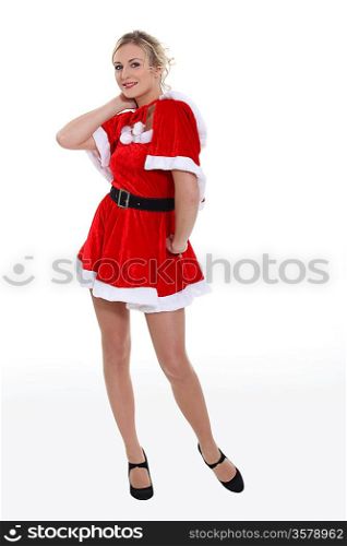Woman in sexy Santa outfit