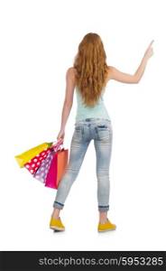 Woman in shopping concept isolated on white