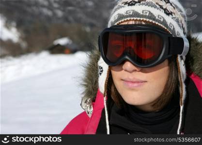 Woman in ski goggles