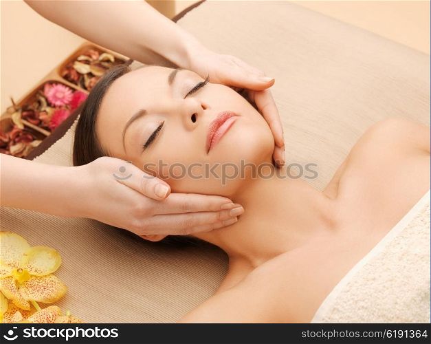 woman in spa salon lying on the massage desk. woman in spa salon