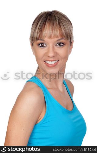 Woman in sportswear isolated on white background