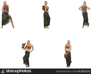 Woman in swimming suit isolated on white