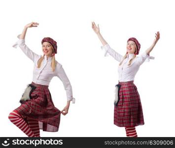 Woman in traditional scottish clothing