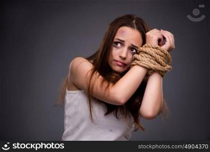 Woman in violence and discrimination concept