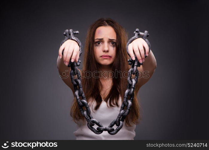 Woman in violence and discrimination concept