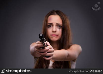 Woman in violence and discrimination concept