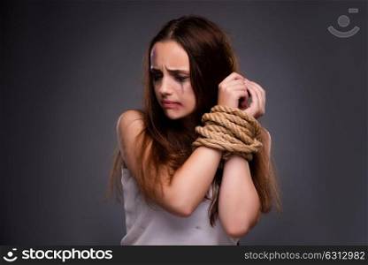 Woman in violence and discrimination concept